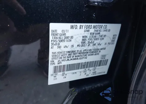 2011 Lincoln Mkx из США, поврежденный, VIN 2LMDJ6JK9BBJ22732